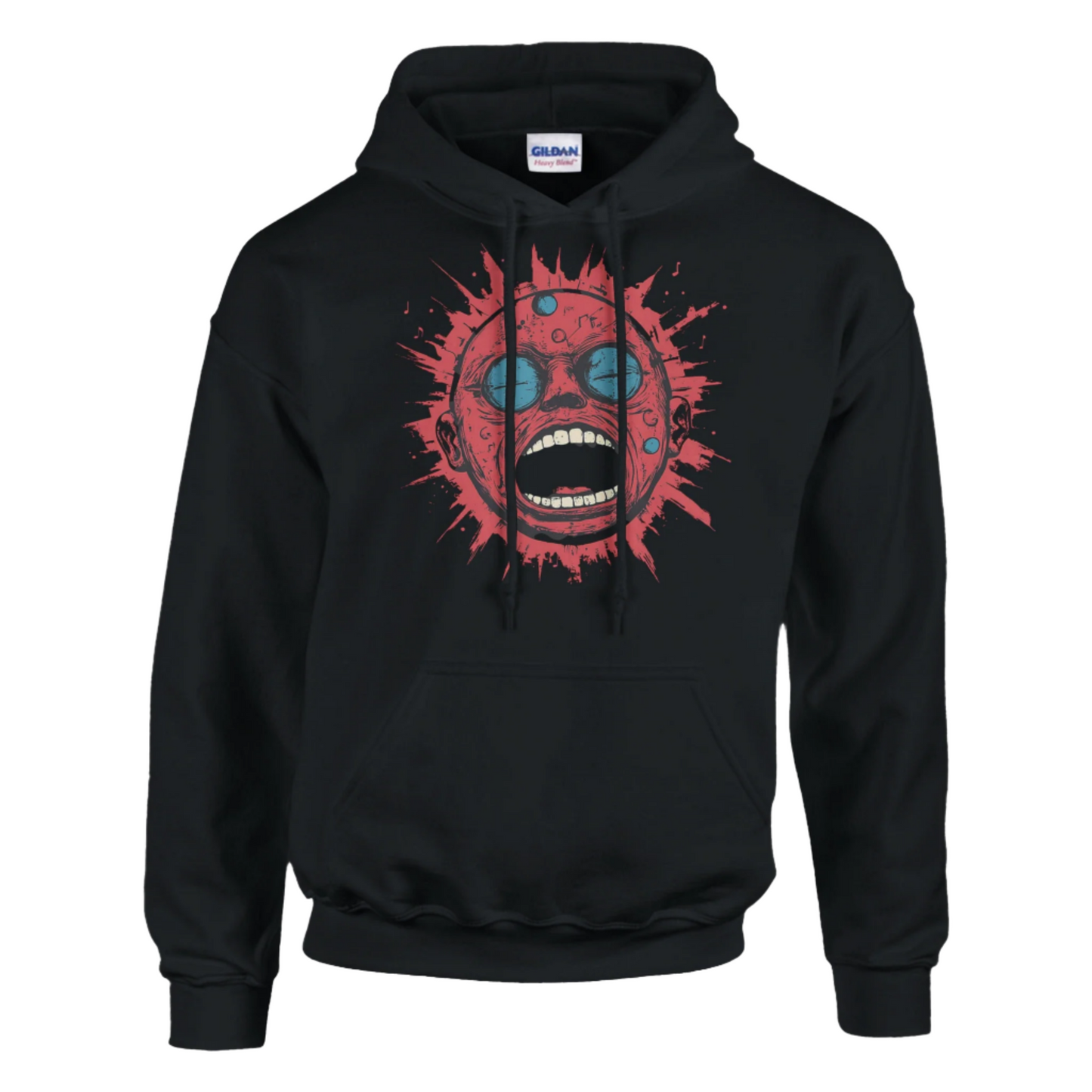 Crimson King-Inspired Black Hoodie | Unique Face Art | Music Apparel